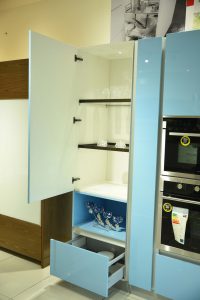 Shelf & Drawer - Sky Blue Modular Kitchen